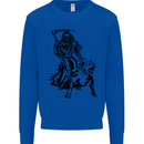 Pitbull Grim Reaper Dog Skull Satan Demon Mens Sweatshirt Jumper Royal Blue