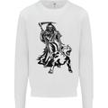 Pitbull Grim Reaper Dog Skull Satan Demon Mens Sweatshirt Jumper White