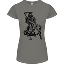 Pitbull Grim Reaper Dog Skull Satan Demon Womens Petite Cut T-Shirt Charcoal