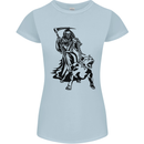 Pitbull Grim Reaper Dog Skull Satan Demon Womens Petite Cut T-Shirt Light Blue