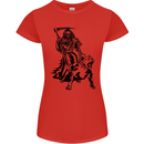 Pitbull Grim Reaper Dog Skull Satan Demon Womens Petite Cut T-Shirt Red