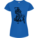 Pitbull Grim Reaper Dog Skull Satan Demon Womens Petite Cut T-Shirt Royal Blue