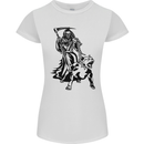 Pitbull Grim Reaper Dog Skull Satan Demon Womens Petite Cut T-Shirt White