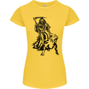Pitbull Grim Reaper Dog Skull Satan Demon Womens Petite Cut T-Shirt Yellow