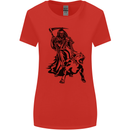 Pitbull Grim Reaper Dog Skull Satan Demon Womens Wider Cut T-Shirt Red