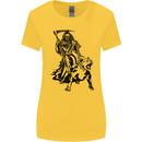 Pitbull Grim Reaper Dog Skull Satan Demon Womens Wider Cut T-Shirt Yellow