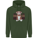 Pitbull I Will Find and Lick You Funny Childrens Kids Hoodie Forest Green