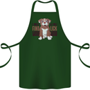 Pitbull I Will Find and Lick You Funny Cotton Apron 100% Organic Forest Green