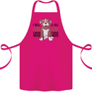 Pitbull I Will Find and Lick You Funny Cotton Apron 100% Organic Pink