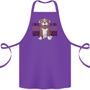 Pitbull I Will Find and Lick You Funny Cotton Apron 100% Organic Purple