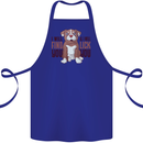 Pitbull I Will Find and Lick You Funny Cotton Apron 100% Organic Royal Blue