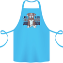 Pitbull I Will Find and Lick You Funny Cotton Apron 100% Organic Turquoise