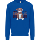 Pitbull I Will Find and Lick You Funny Kids Sweatshirt Jumper Royal Blue