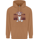 Pitbull I Will Find and Lick You Funny Mens 80% Cotton Hoodie Caramel Latte