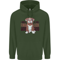 Pitbull I Will Find and Lick You Funny Mens 80% Cotton Hoodie Forest Green