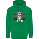 Pitbull I Will Find and Lick You Funny Mens 80% Cotton Hoodie Irish Green