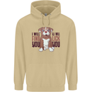 Pitbull I Will Find and Lick You Funny Mens 80% Cotton Hoodie Sand