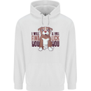 Pitbull I Will Find and Lick You Funny Mens 80% Cotton Hoodie White