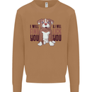 Pitbull I Will Find and Lick You Funny Mens Sweatshirt Jumper Caramel Latte