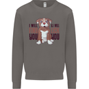 Pitbull I Will Find and Lick You Funny Mens Sweatshirt Jumper Charcoal