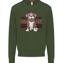 Pitbull I Will Find and Lick You Funny Mens Sweatshirt Jumper Forest Green