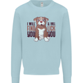 Pitbull I Will Find and Lick You Funny Mens Sweatshirt Jumper Light Blue