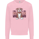 Pitbull I Will Find and Lick You Funny Mens Sweatshirt Jumper Light Pink