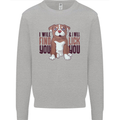 Pitbull I Will Find and Lick You Funny Mens Sweatshirt Jumper Sports Grey
