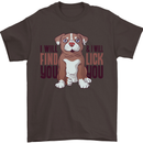 Pitbull I Will Find and Lick You Funny Mens T-Shirt Cotton Gildan Dark Chocolate