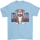 Pitbull I Will Find and Lick You Funny Mens T-Shirt Cotton Gildan Light Blue