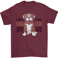 Pitbull I Will Find and Lick You Funny Mens T-Shirt Cotton Gildan Maroon