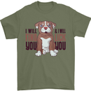 Pitbull I Will Find and Lick You Funny Mens T-Shirt Cotton Gildan Military Green