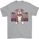 Pitbull I Will Find and Lick You Funny Mens T-Shirt Cotton Gildan Sports Grey