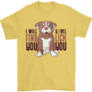 Pitbull I Will Find and Lick You Funny Mens T-Shirt Cotton Gildan Yellow