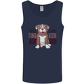 Pitbull I Will Find and Lick You Funny Mens Vest Tank Top Navy Blue