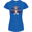 Pitbull I Will Find and Lick You Funny Womens Petite Cut T-Shirt Royal Blue