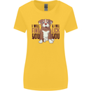 Pitbull I Will Find and Lick You Funny Womens Wider Cut T-Shirt Yellow