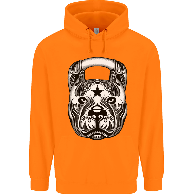 Pitbull Kettlebell Gym Training Top Workout Mens 80% Cotton Hoodie Orange