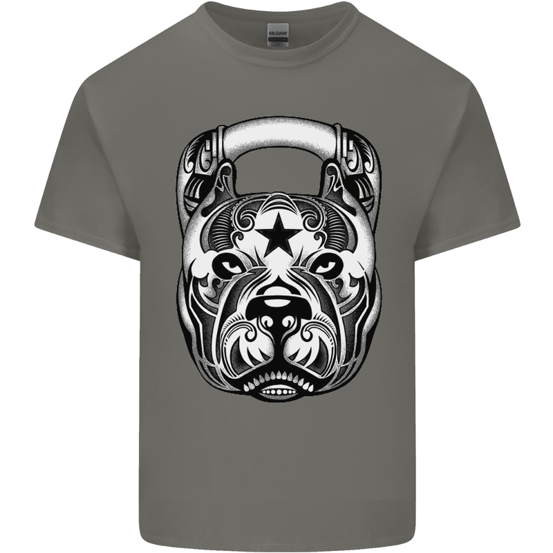 Pitbull Kettlebell Gym Training Top Workout Mens Cotton T-Shirt Tee Top Charcoal