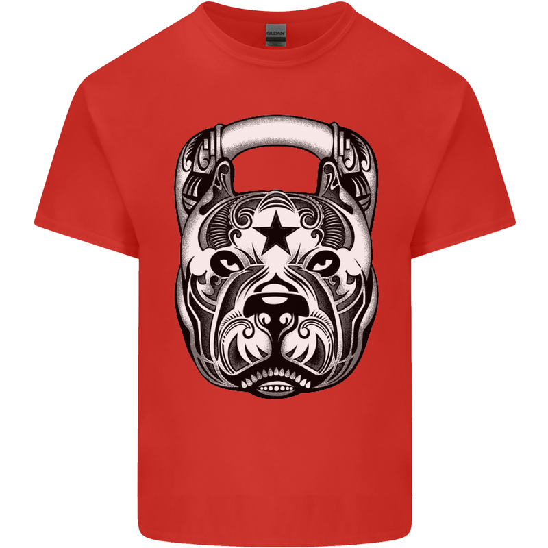 Pitbull Kettlebell Gym Training Top Workout Mens Cotton T-Shirt Tee Top Red
