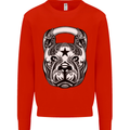 Pitbull Kettlebell Gym Training Top Workout Mens Sweatshirt Jumper Bright Red