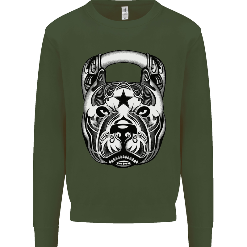Pitbull Kettlebell Gym Training Top Workout Mens Sweatshirt Jumper Forest Green