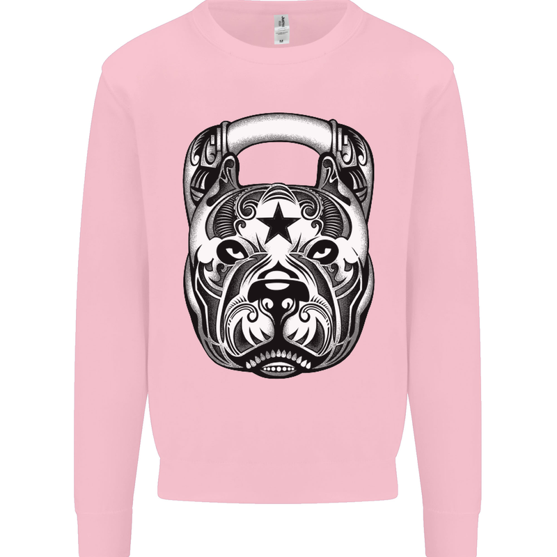 Pitbull Kettlebell Gym Training Top Workout Mens Sweatshirt Jumper Light Pink