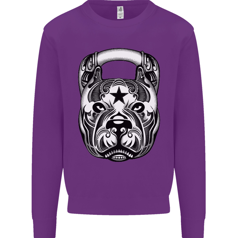 Pitbull Kettlebell Gym Training Top Workout Mens Sweatshirt Jumper Purple