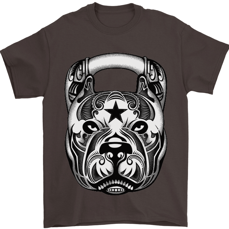 Pitbull Kettlebell Gym Training Top Workout Mens T-Shirt Cotton Gildan Dark Chocolate