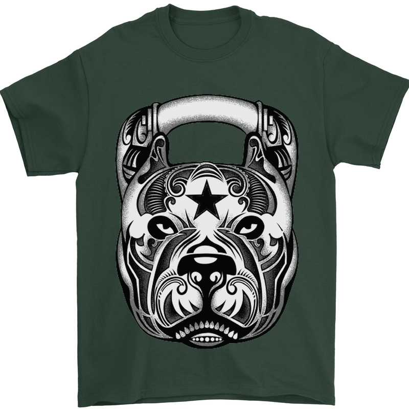 Pitbull Kettlebell Gym Training Top Workout Mens T-Shirt Cotton Gildan Forest Green