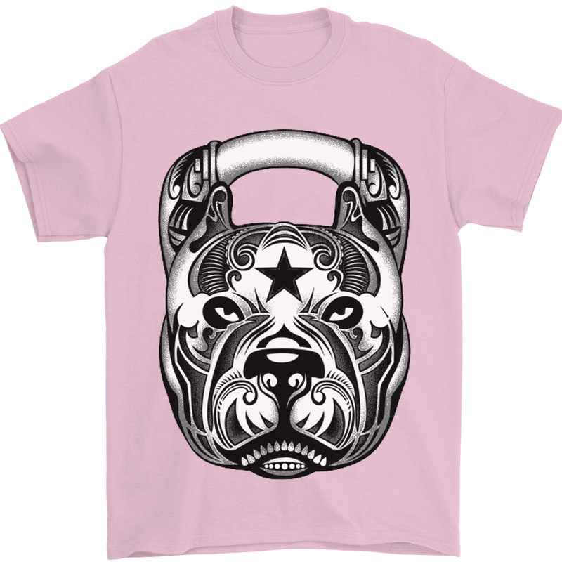 Pitbull Kettlebell Gym Training Top Workout Mens T-Shirt Cotton Gildan Light Pink