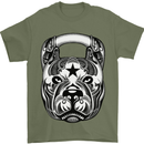 Pitbull Kettlebell Gym Training Top Workout Mens T-Shirt Cotton Gildan Military Green