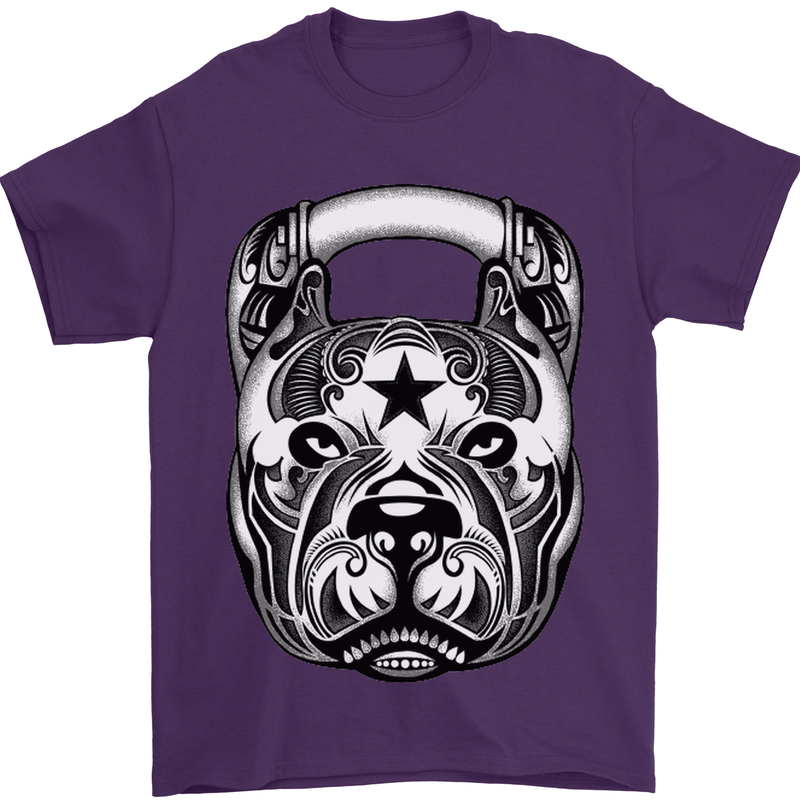 Pitbull Kettlebell Gym Training Top Workout Mens T-Shirt Cotton Gildan Purple