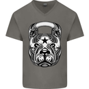 Pitbull Kettlebell Gym Training Top Workout Mens V-Neck Cotton T-Shirt Charcoal